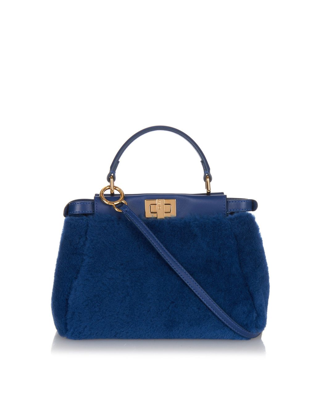 Fendi Blue Shearling Micro Peekaboo Bag 8M0355 - Yoogi's Closet