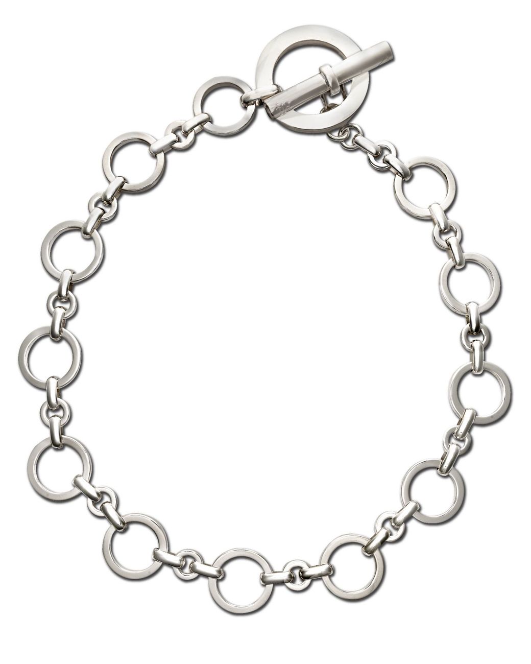 Lauren by Ralph Lauren Silver Circle Link Chain Necklace in Metallic | Lyst