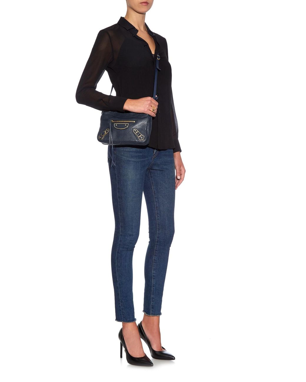 Metallic-Edge Hip Cross-Body Bag in Blue | Lyst