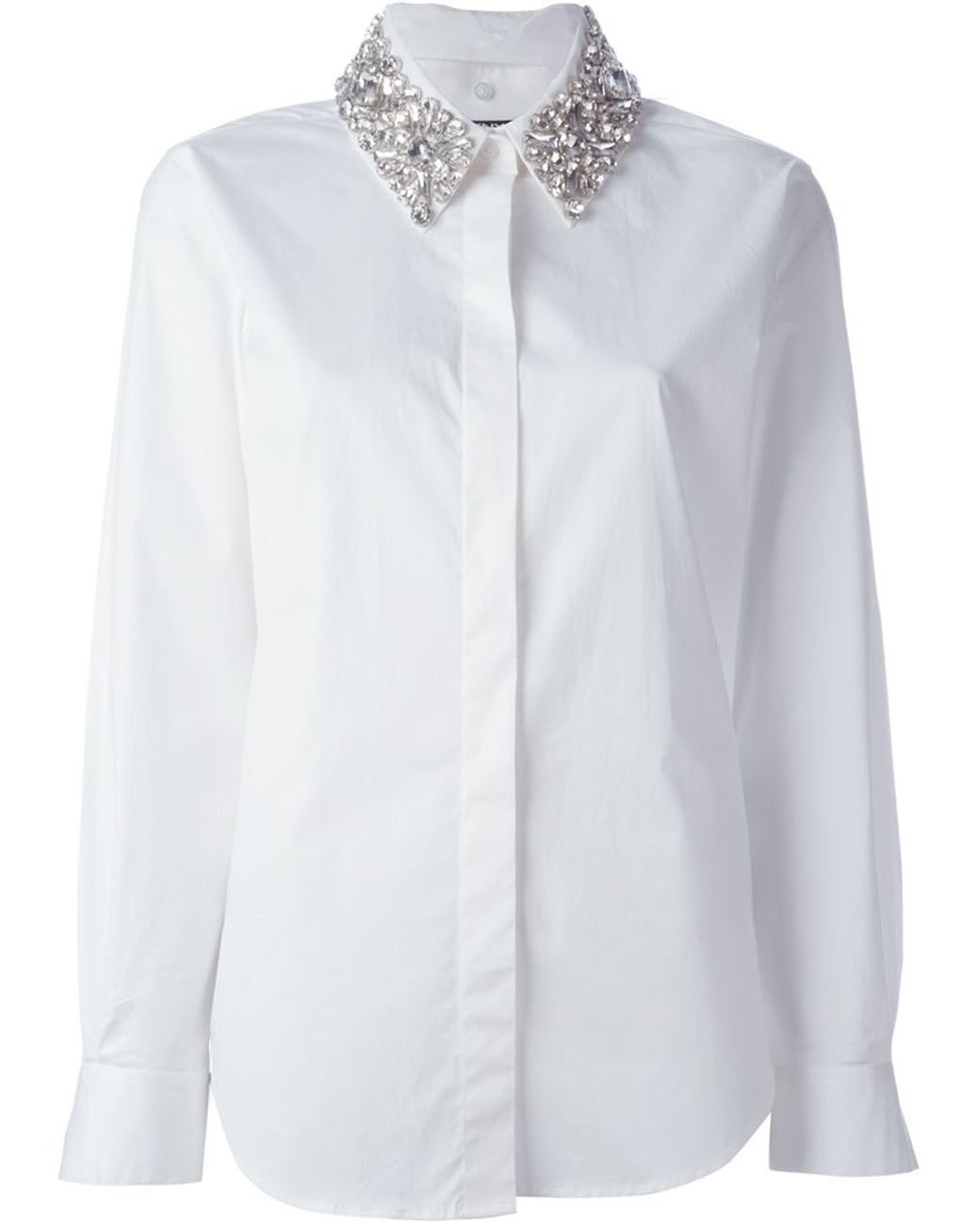 DKNY Embellished Collar Shirt in White | Lyst