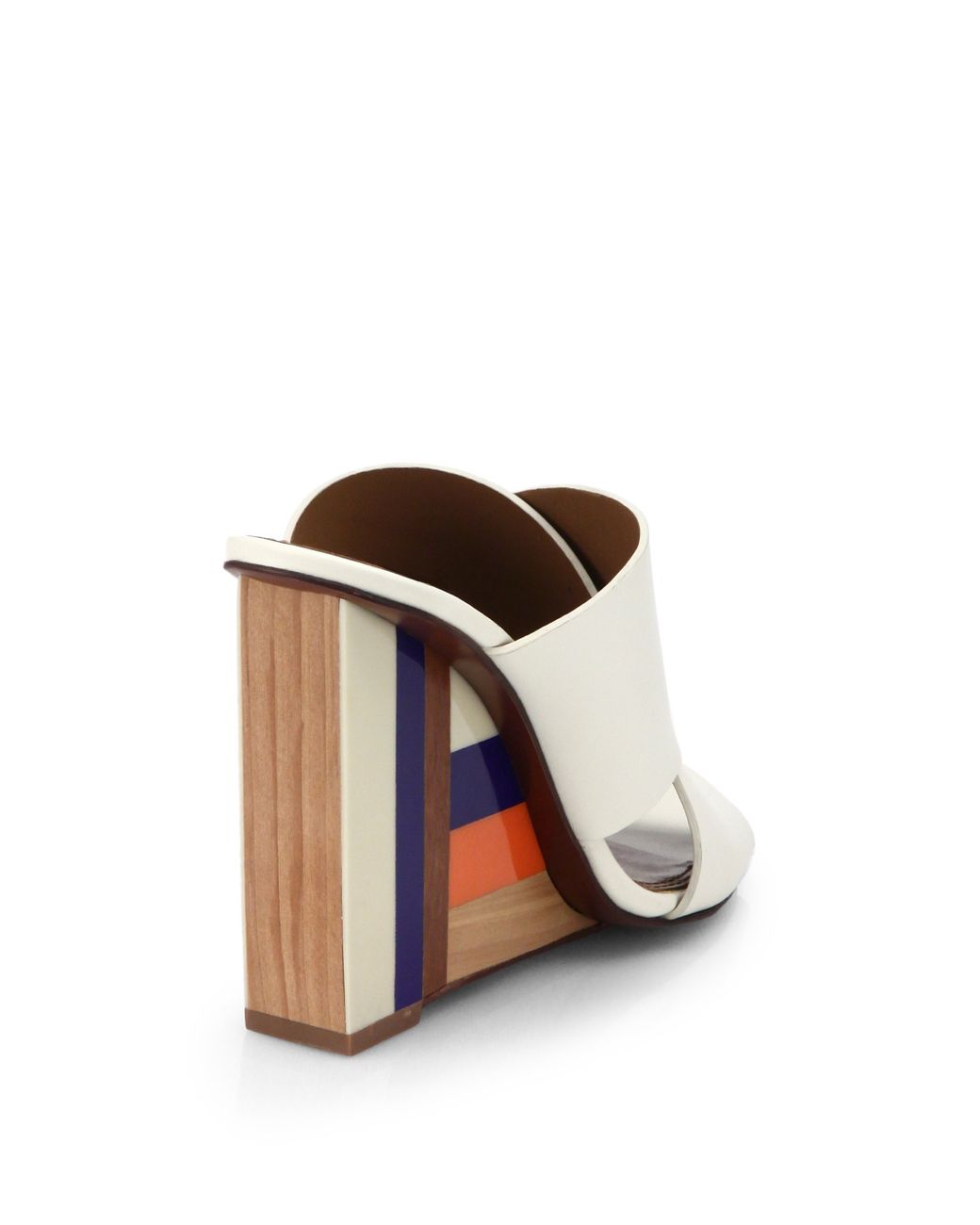 Tory Burch Colorblock Wooden-wedge Leather Mule Sandals | Lyst