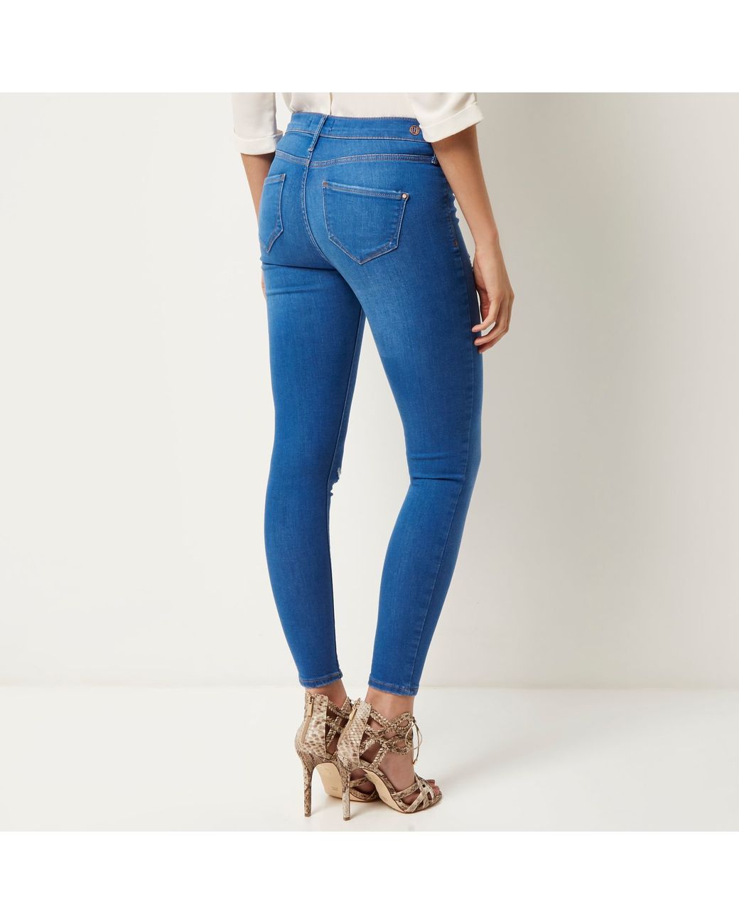 Bright Blue Ripped Molly Jeggings | Lyst