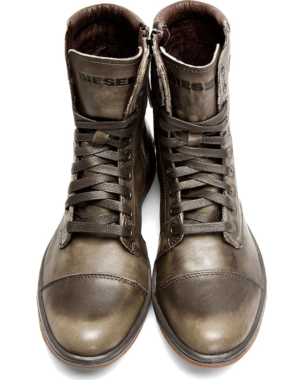 DIESEL Grey Leather Basket Butch Boots in Gray for Men Lyst