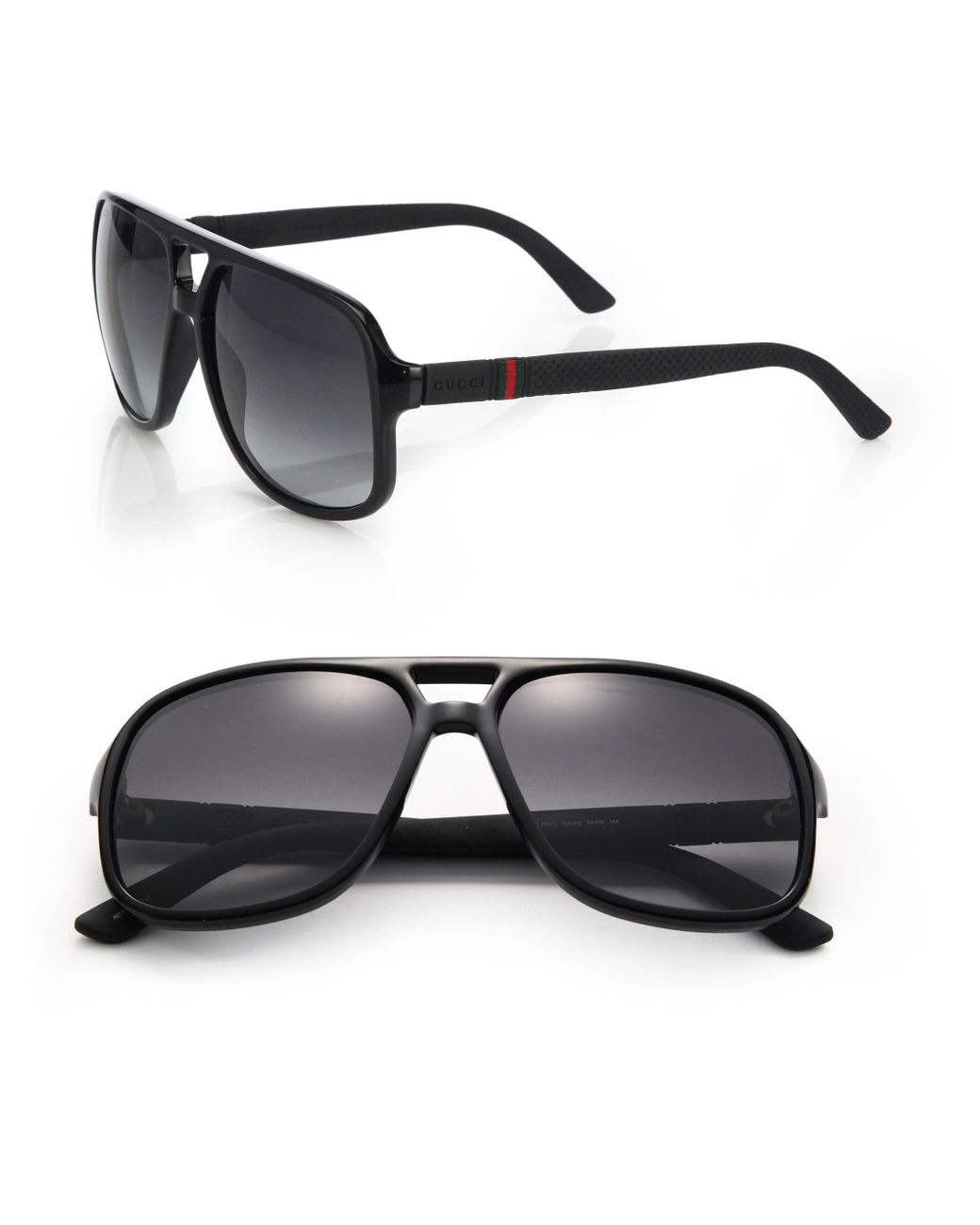 Gucci 1115 59mm Mirror Aviator Sunglasses in Black for Men | Lyst