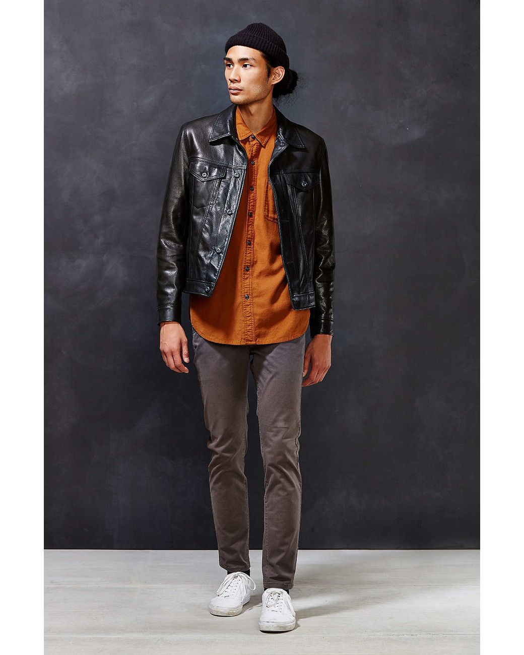 Schott Nyc Leather Trucker Jacket in Black for Men | Lyst
