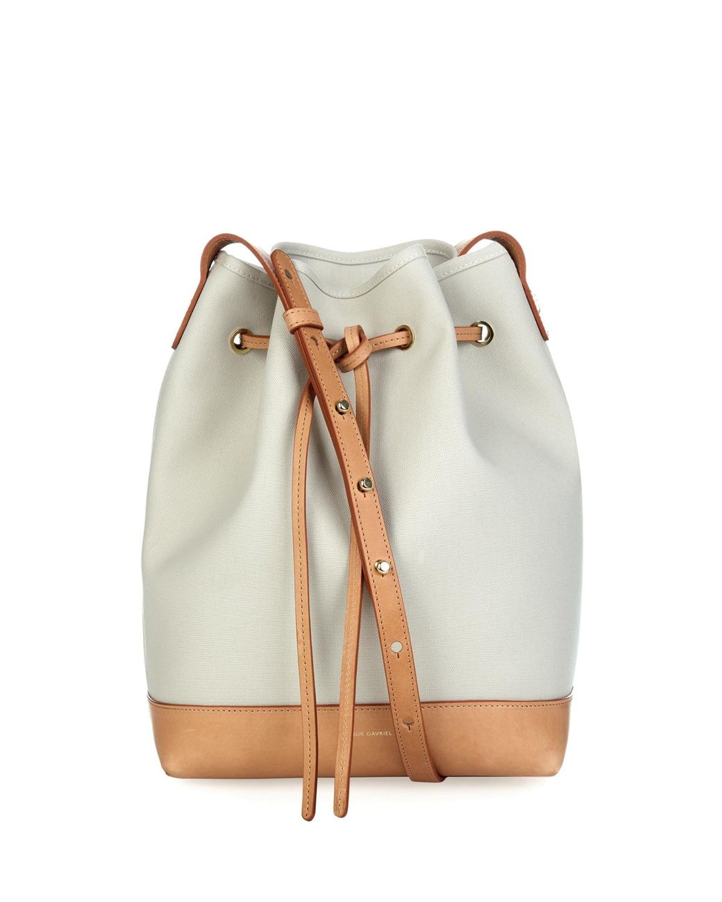 Mansur Gavriel Large Canvas And Leather Bucket Bag in Tan White (White) Lyst
