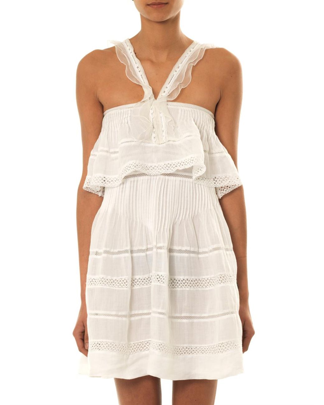 Isabel Marant Obira Vintage Ruffle Ramie Dress in White Lyst