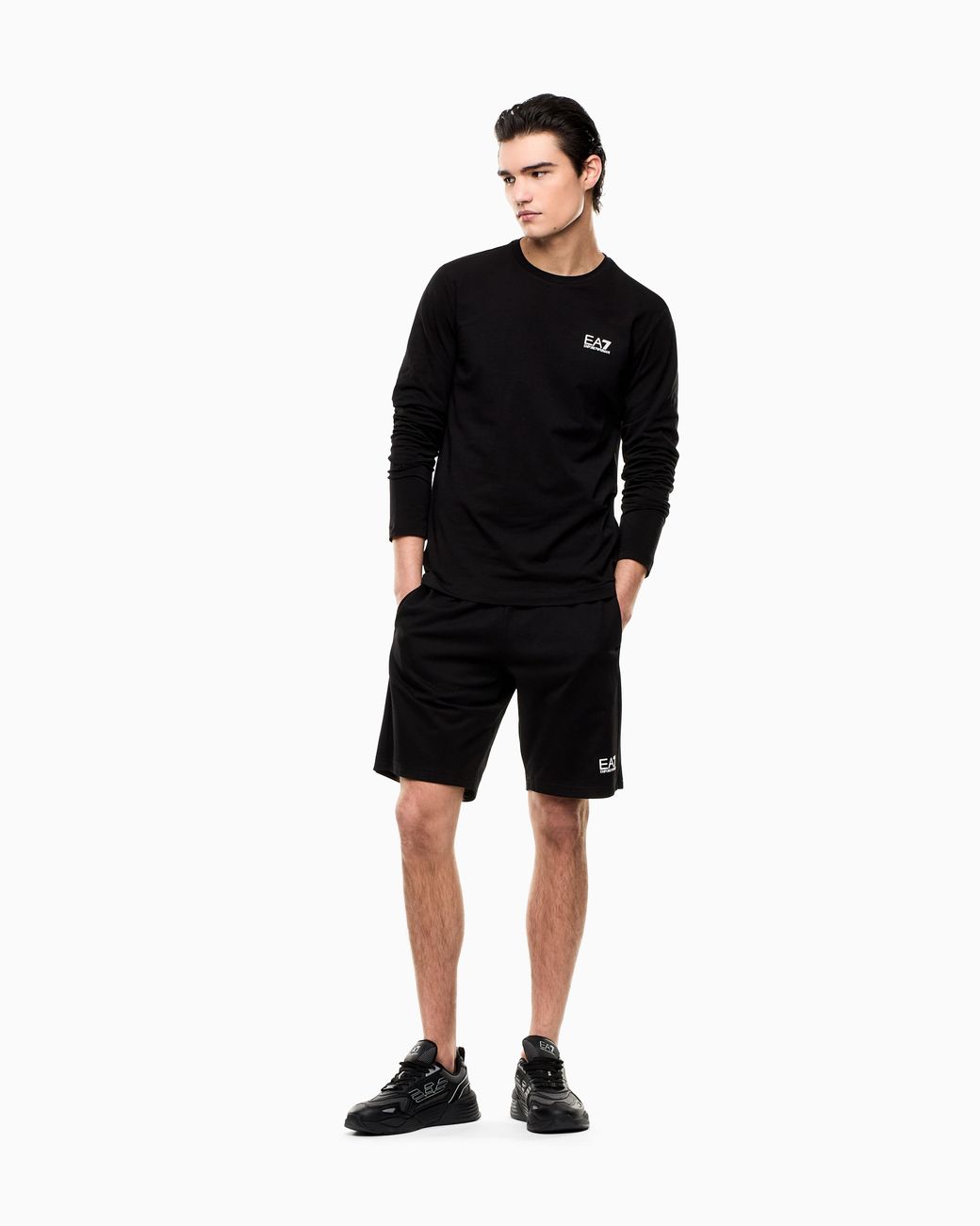 EA7 Black Side Pocket Shorts for men