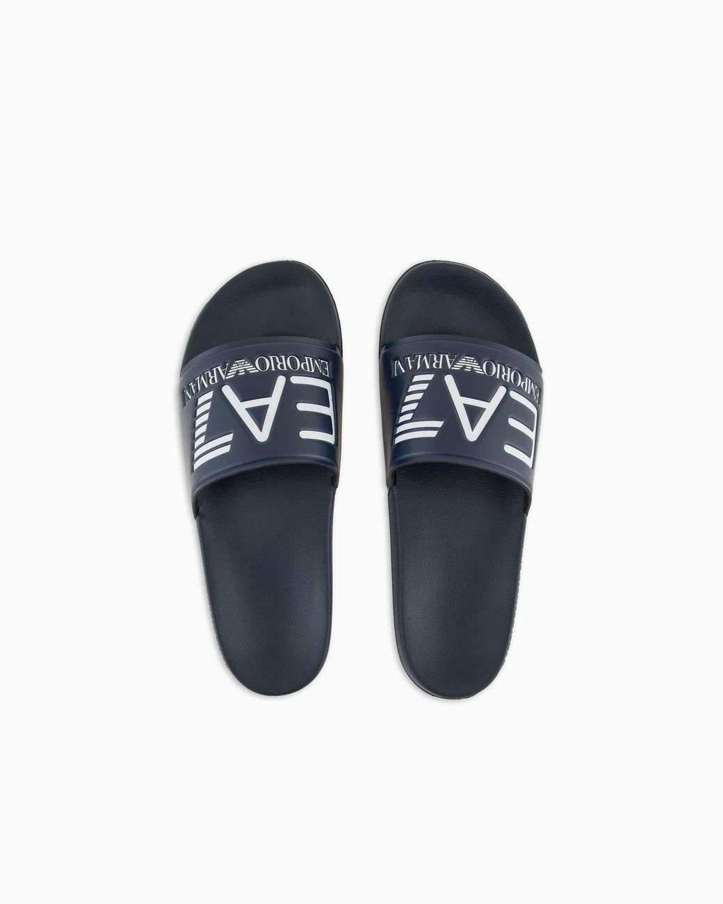 EA7 Blue Logo Slides With A Wide Band And Anti-Slip Rubber Soles