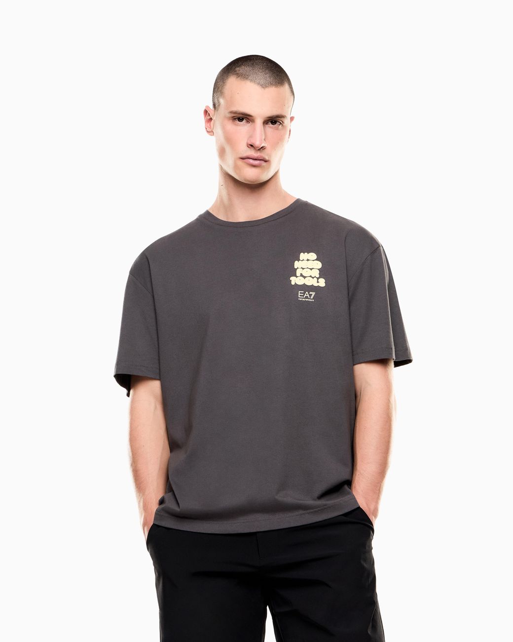 EA7 Gray Graphic Series Cotton Jersey T-Shirt for men