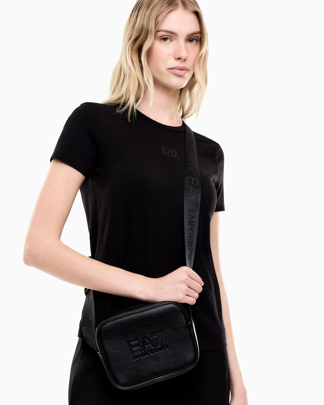 EA7 Blue Crossbody Bag With Outer Coating