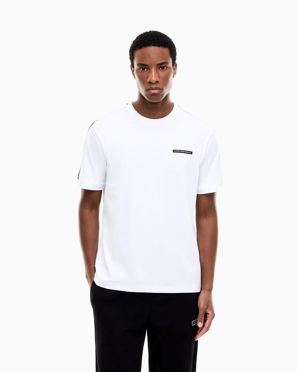 EA7 White T-Shirt Logo Series Regular Fit Cotton Jersey for men