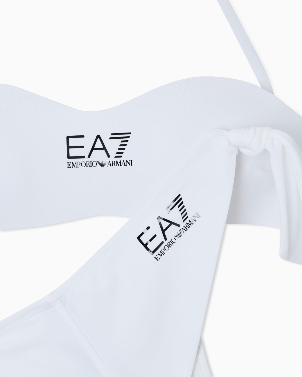 EA7 White Bandeau Bikini With Logo