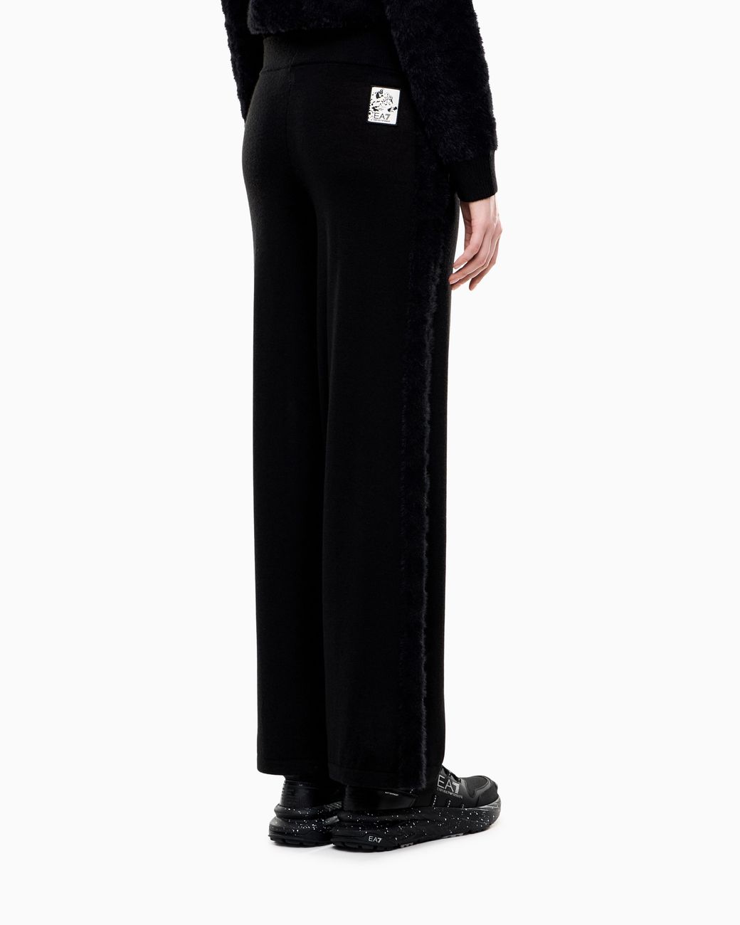 EA7 Black Trouser Regular Fit Jacquard Knit