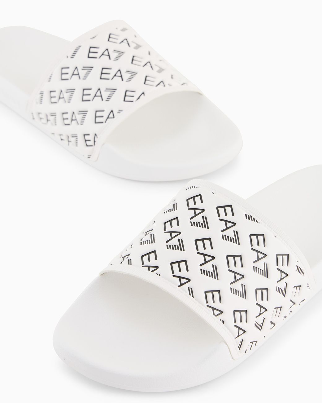 EA7 White Slides With All-Over Logo