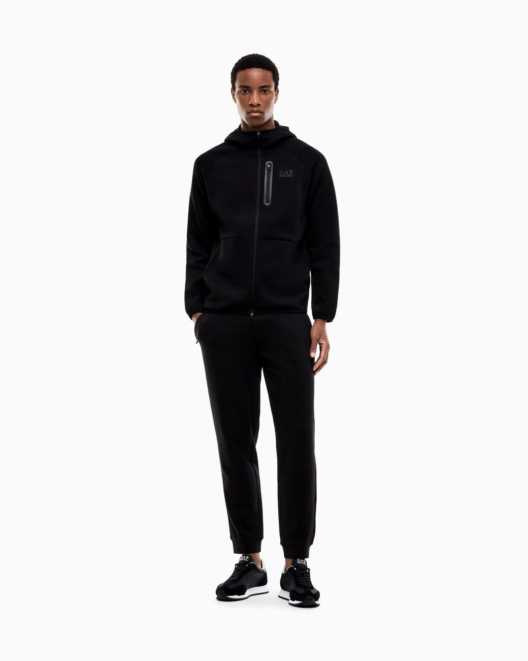 EA7 Blue Zip Hoodie Natural Ventus 7 Regular Fit for men