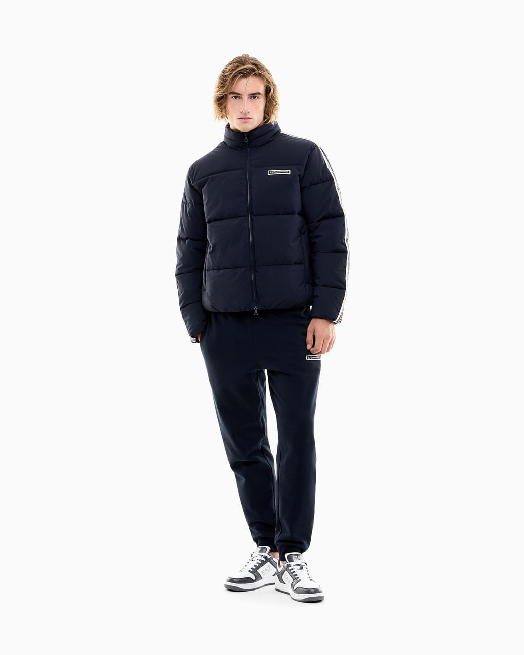 EA7 Blue Padded Logo Series Jacket for men