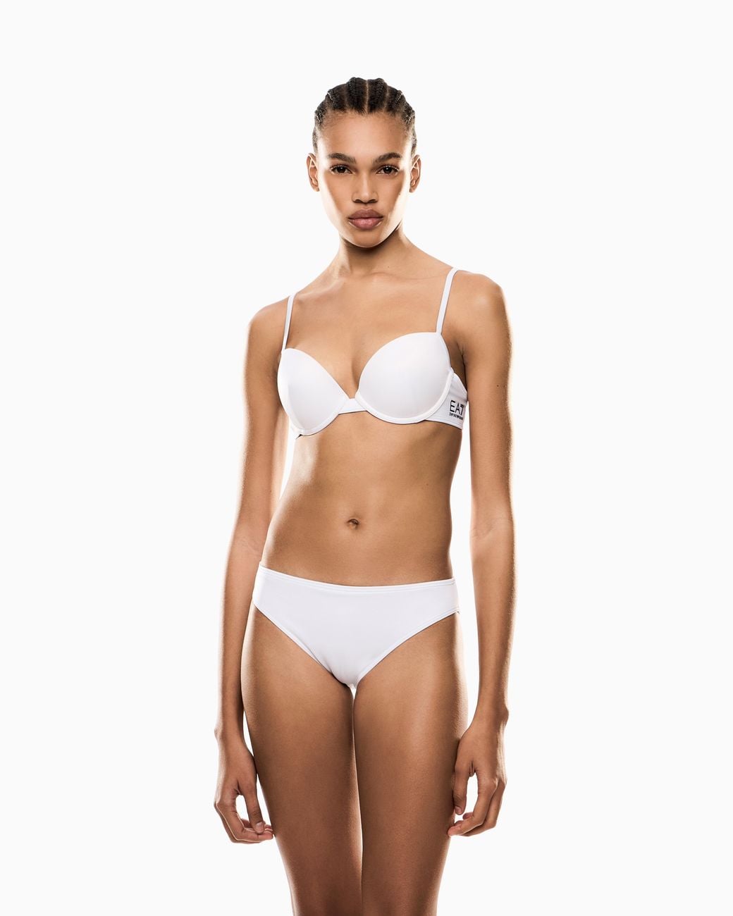 EA7 White Push-Up Bralette Bikini With Logo