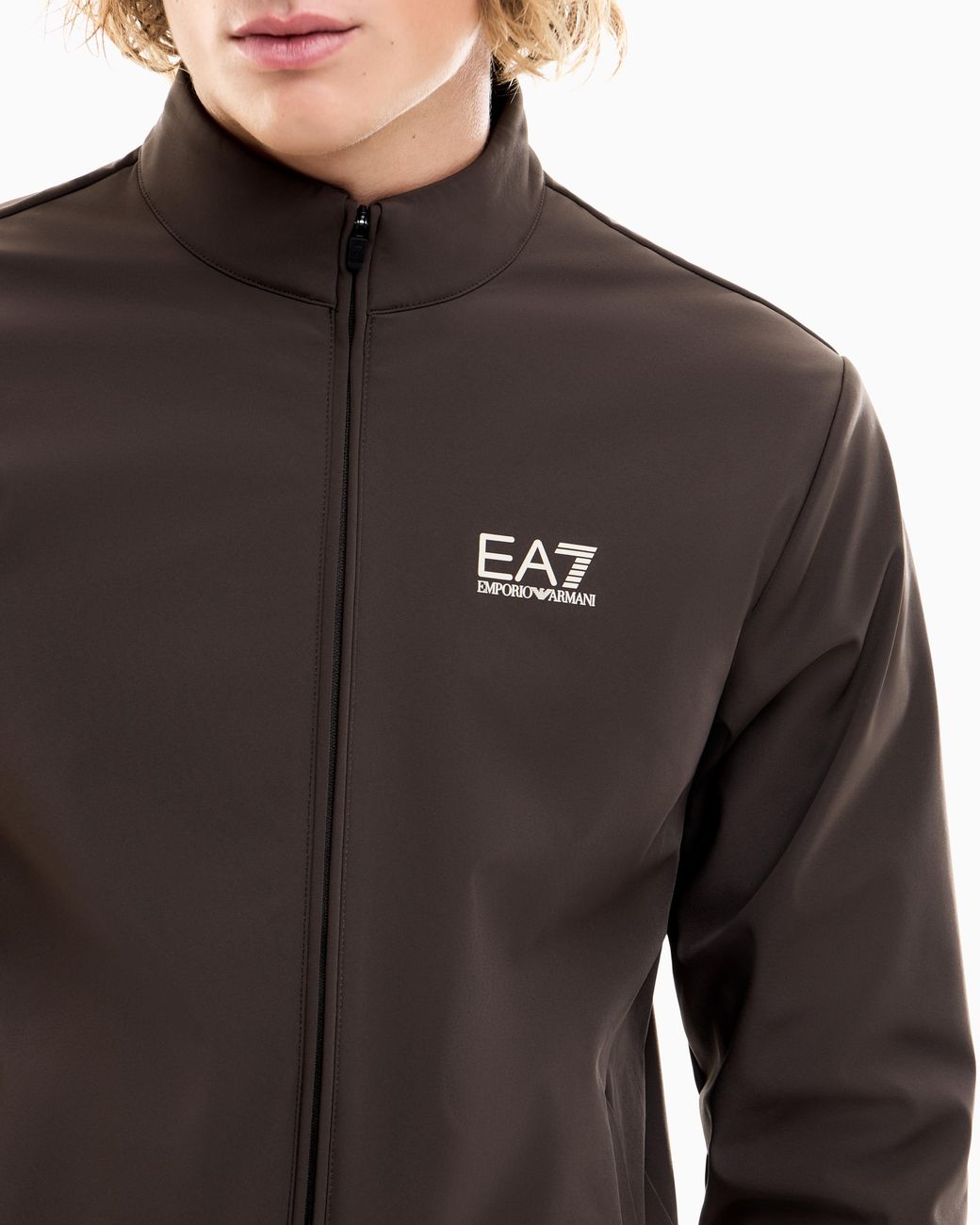EA7 Brown Sweatshirt Golf Pro Regular Fit Technical With Rib Details for men