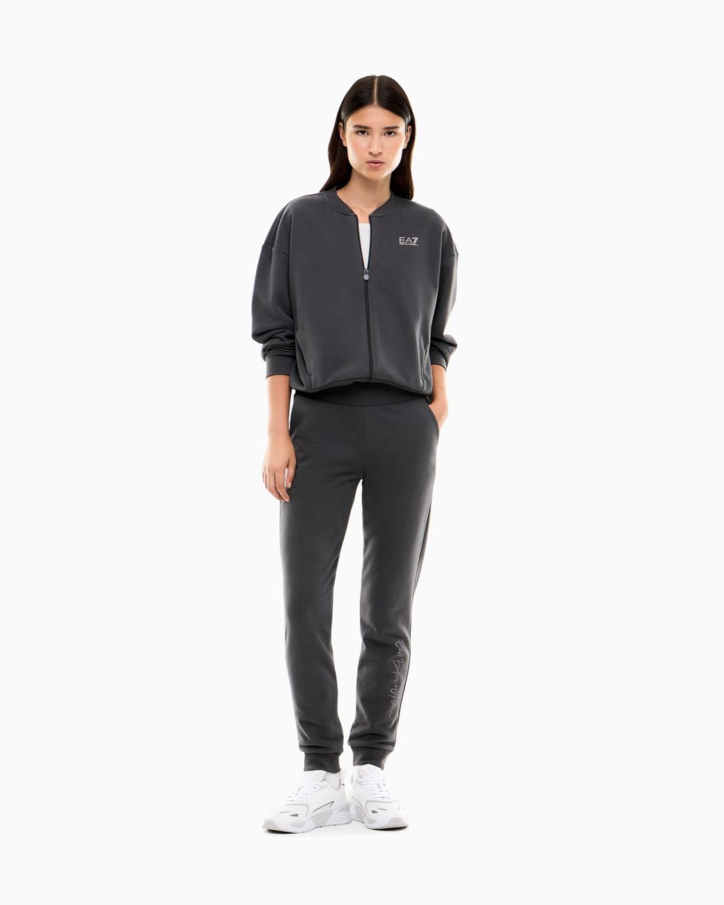 EA7 Gray Sweatshirt Logo Series Regular Fit With Studs
