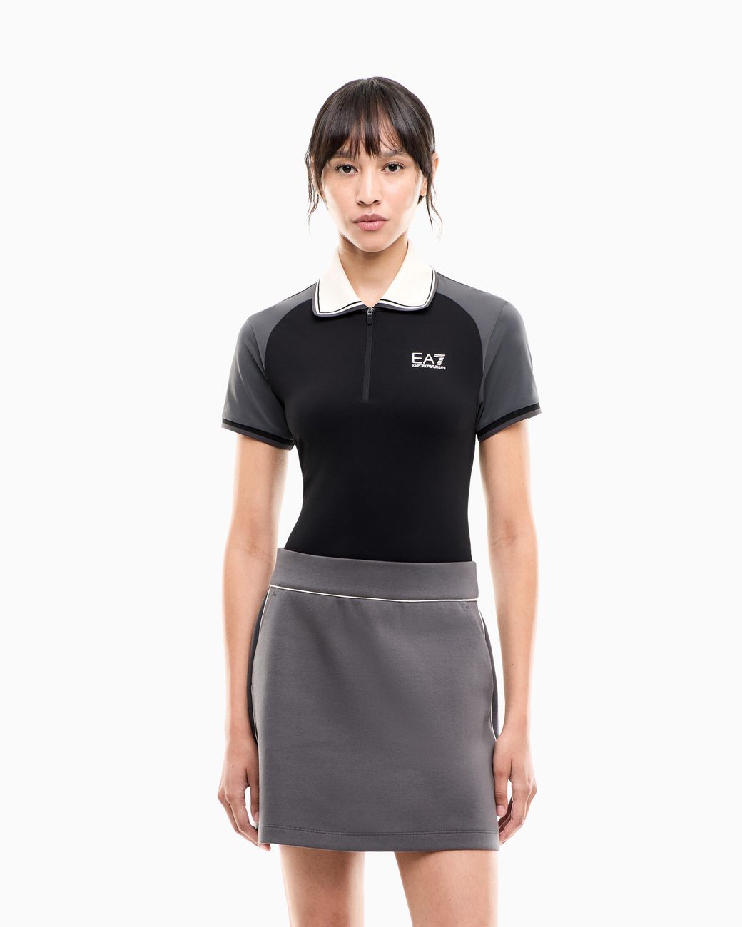 EA7 Gray Skirt Golf Pro Regular Fit Cotton-Blend Jersey