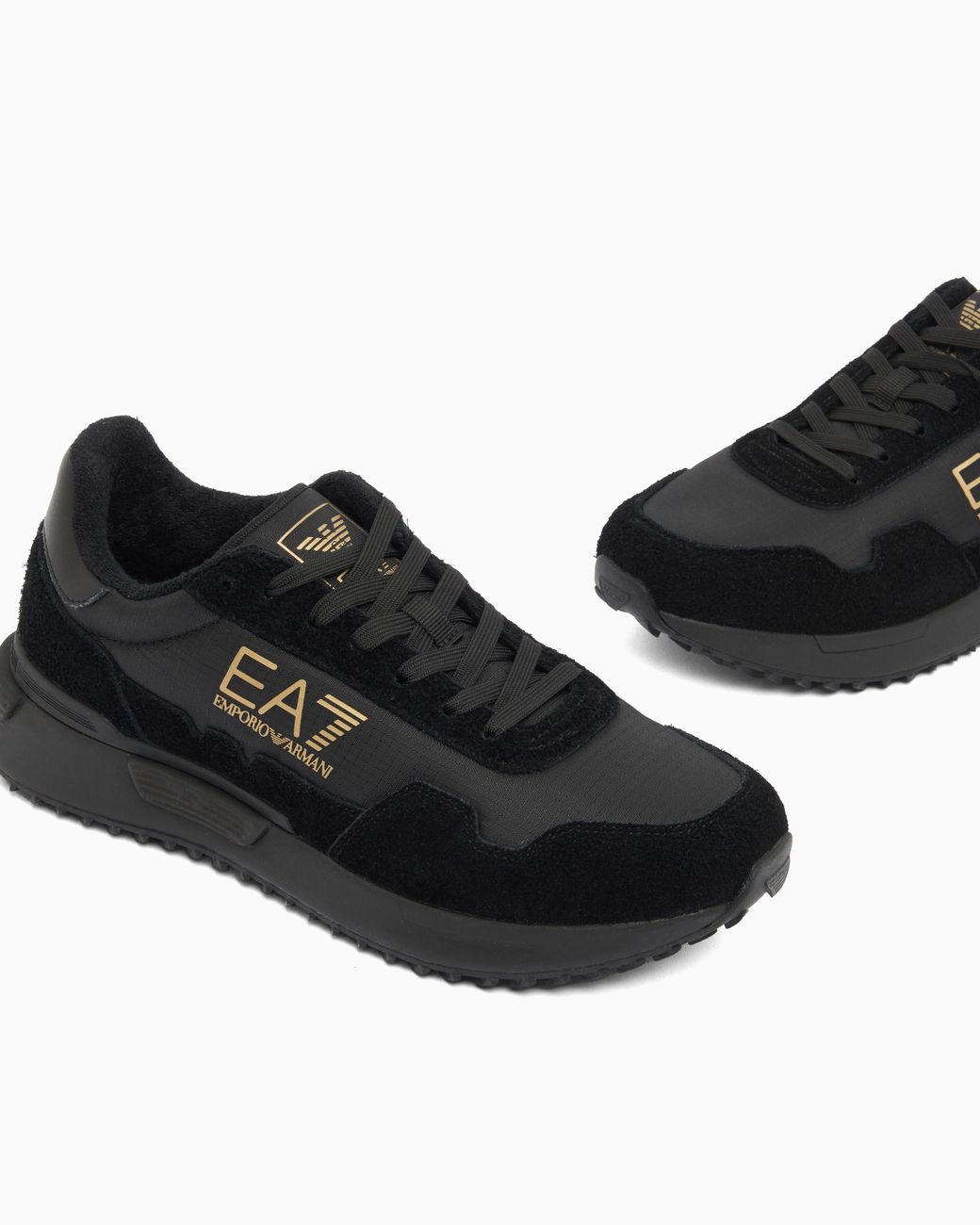 EA7 Black Fabric Sneaker With Suede Inserts Vintage Running