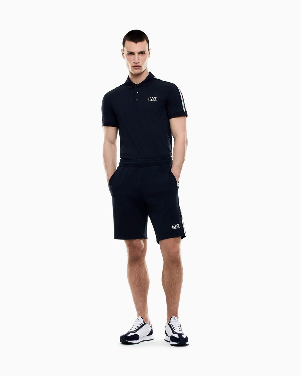 EA7 Blue Italian Spirit Cotton-Jersey Polo Shirt for men