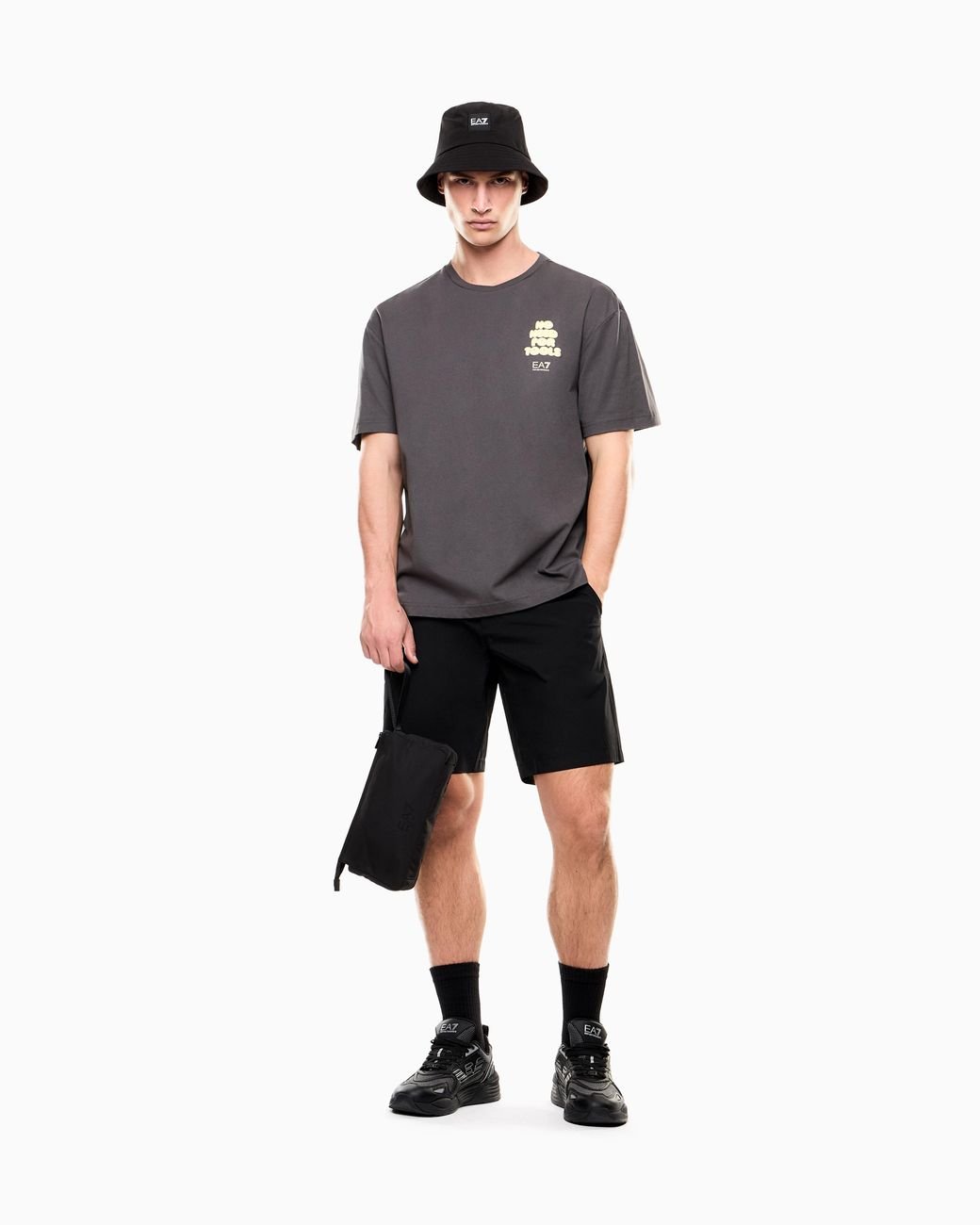 EA7 Gray Graphic Series Cotton Jersey T-Shirt for men