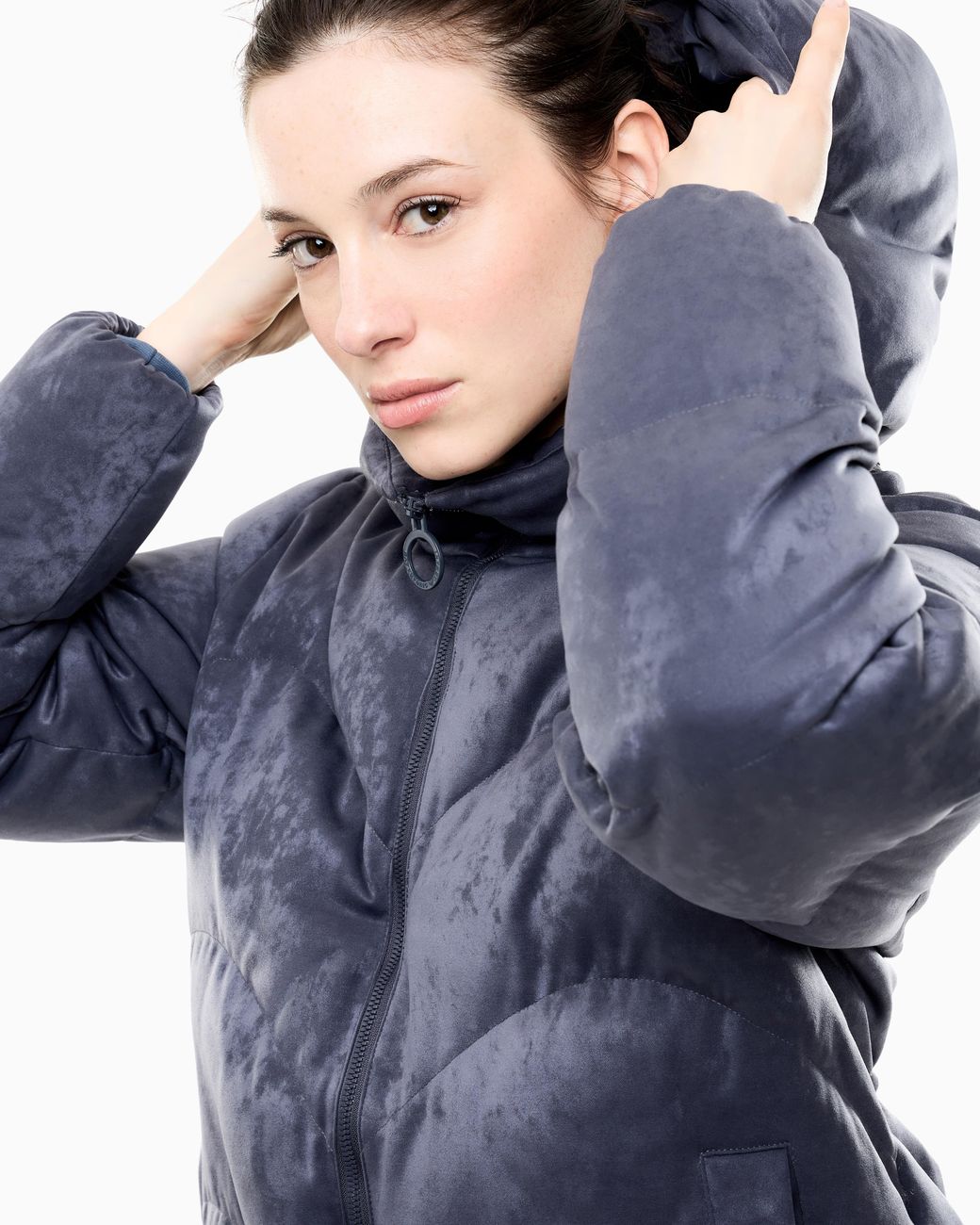 EA7 Blue Caban Coat Precious Regular Fit With Extra Padding