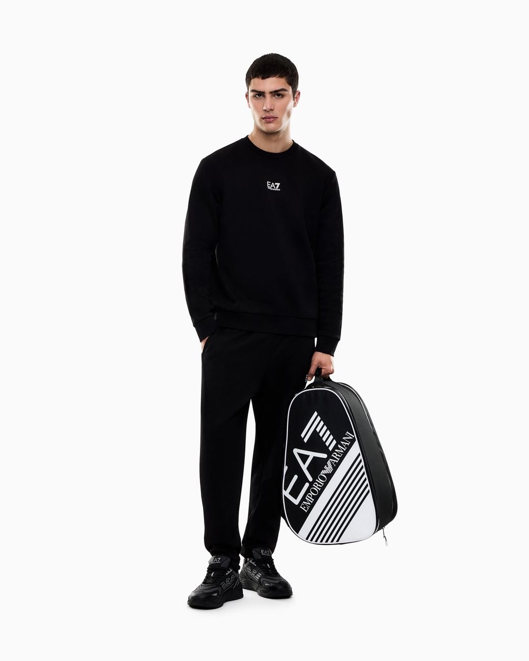 EA7 Black Backpack With Padel Racket Pockets