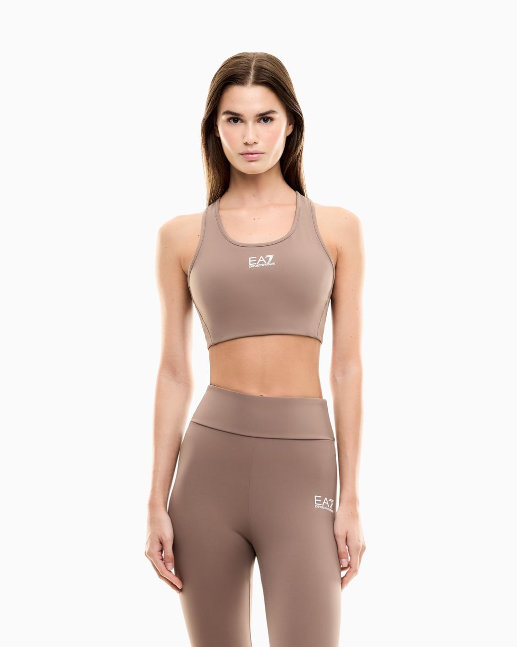 EA7 Brown Medium-Support Sports Bra