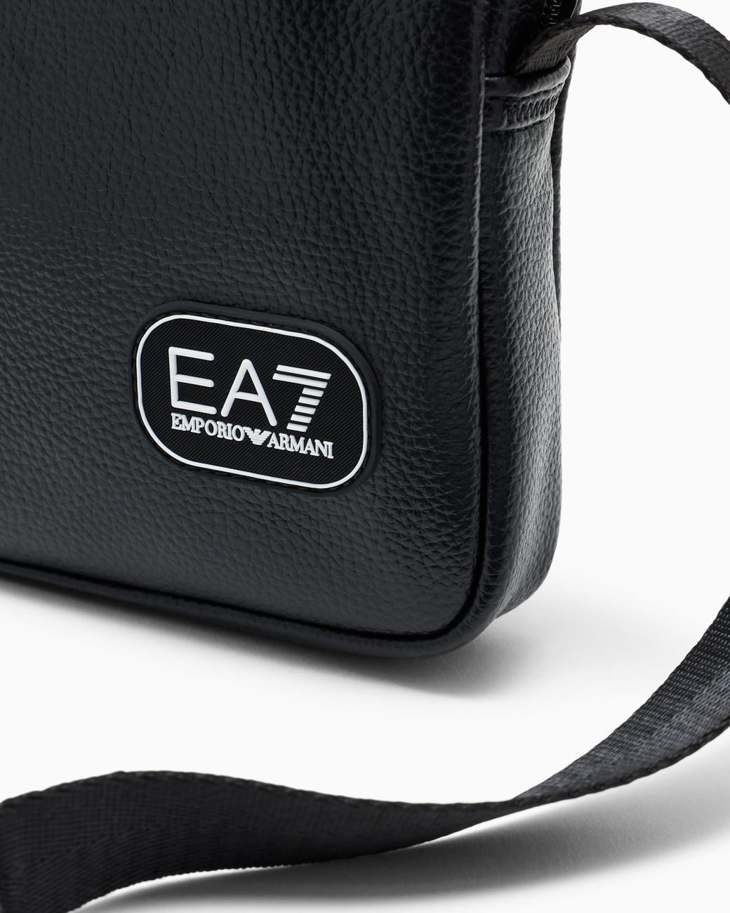 EA7 Black Leather-Effect Shoulder Bag