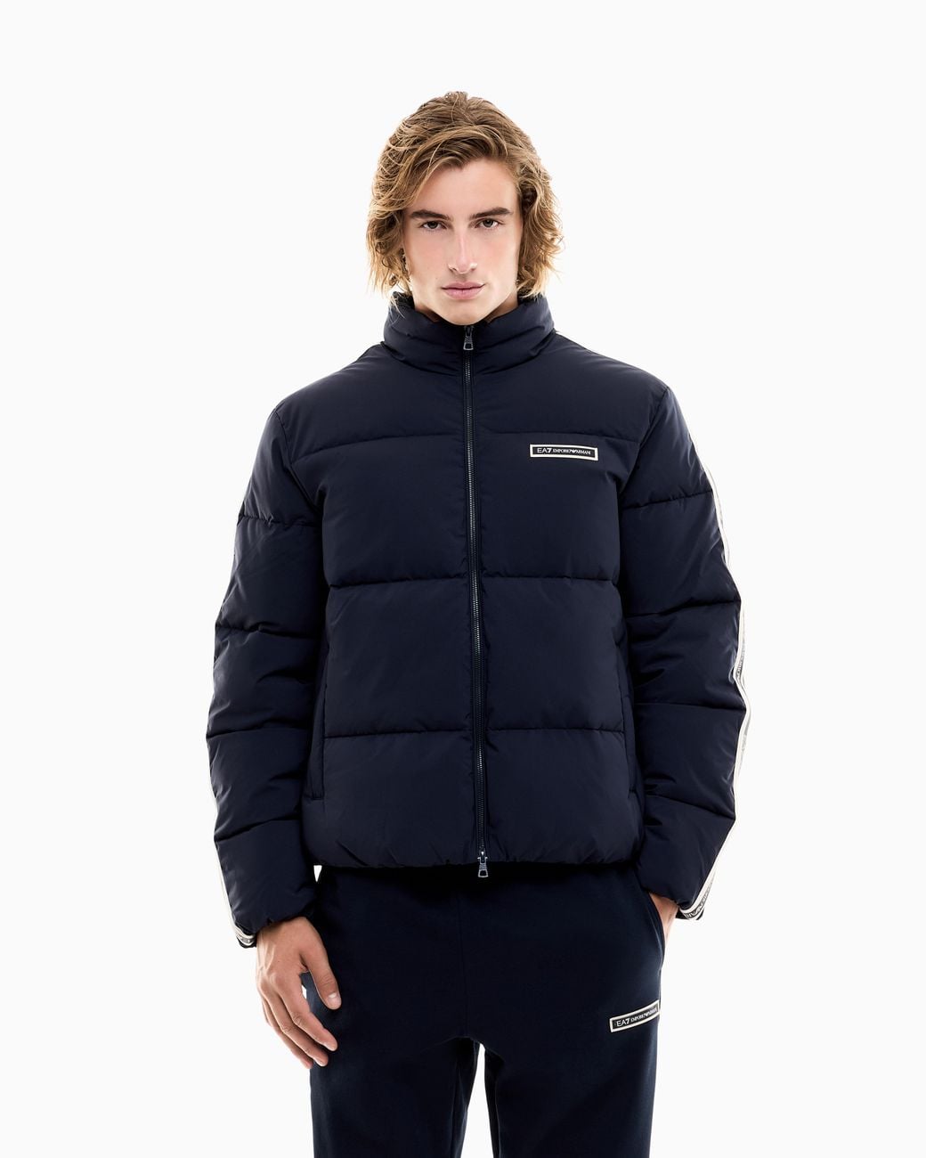 EA7 Blue Padded Logo Series Jacket for men