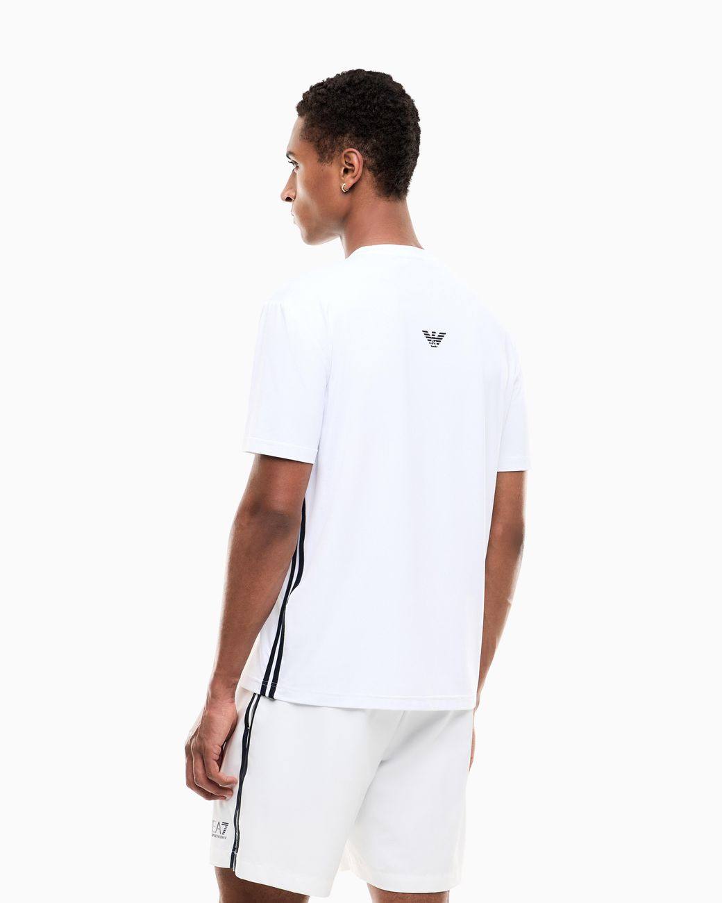 EA7 White Jersey T-Shirt Tennis Pro Regular Fit With Rib Details for men
