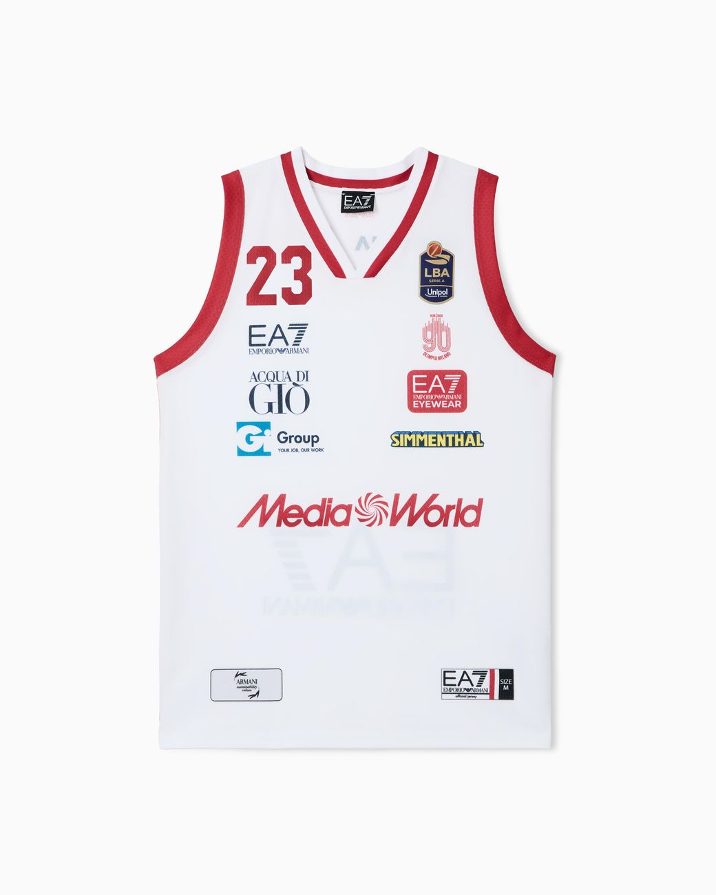 Canotta Replica Olimpia Milano Campionato 25/26 di EA7 in White da Uomo