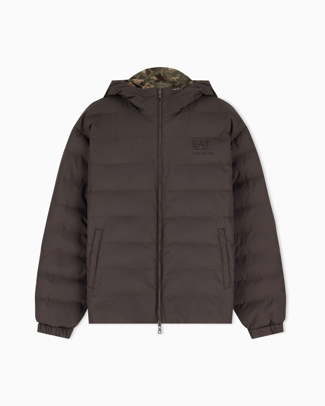 EA7 Brown Oversized Fit Blouson Jacket Graphic Series With Padding for men