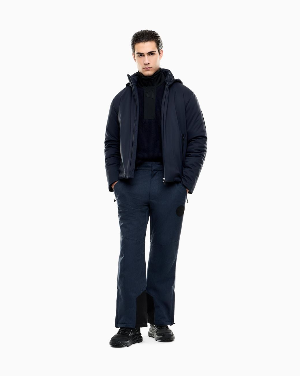 EA7 Blue Pullover Regular Fit Half-Button for men