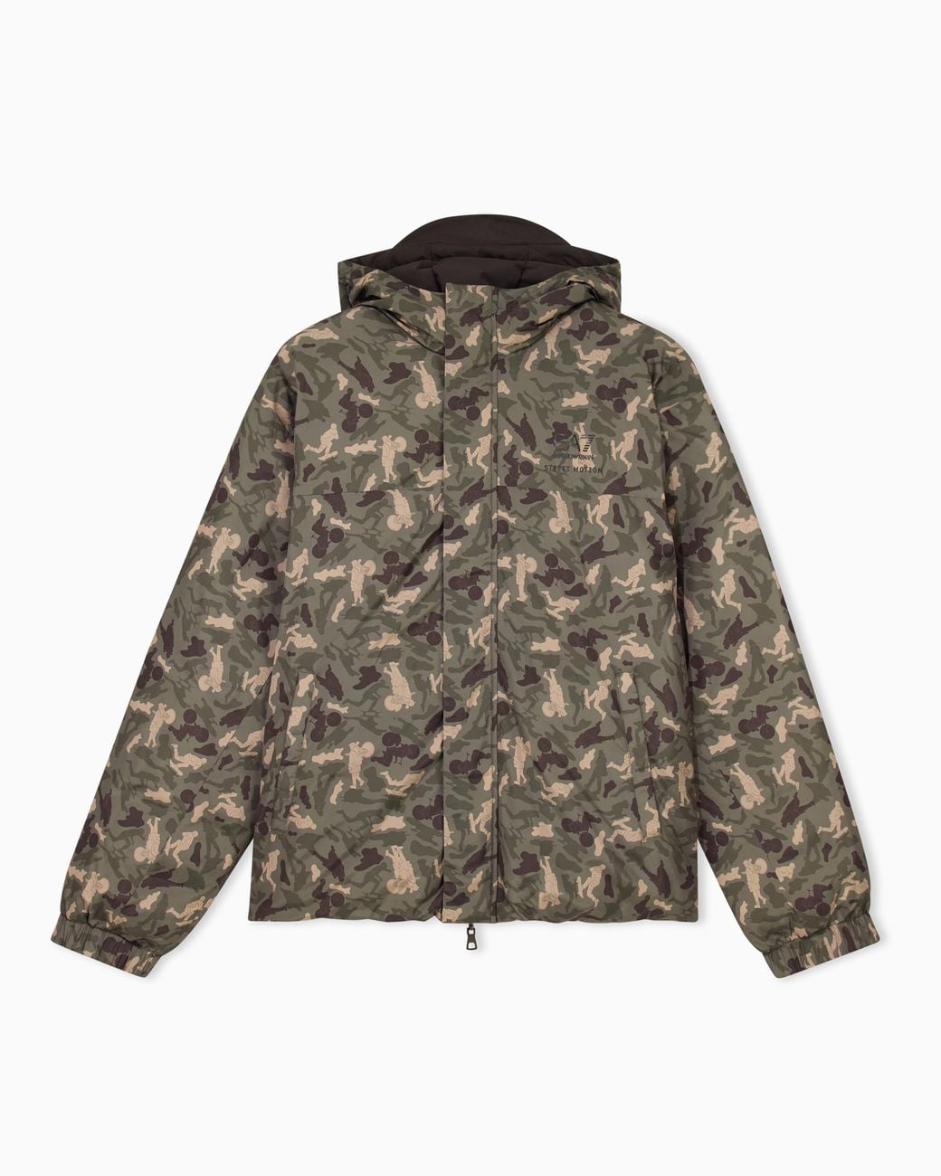 EA7 Brown Oversized Fit Blouson Jacket Graphic Series With Padding for men