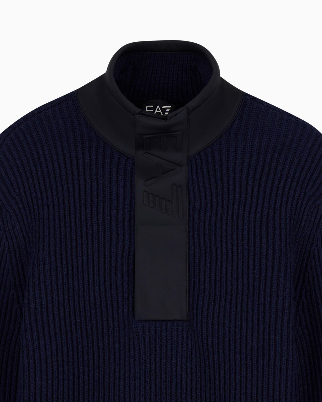 EA7 Blue Pullover Regular Fit Half-Button for men