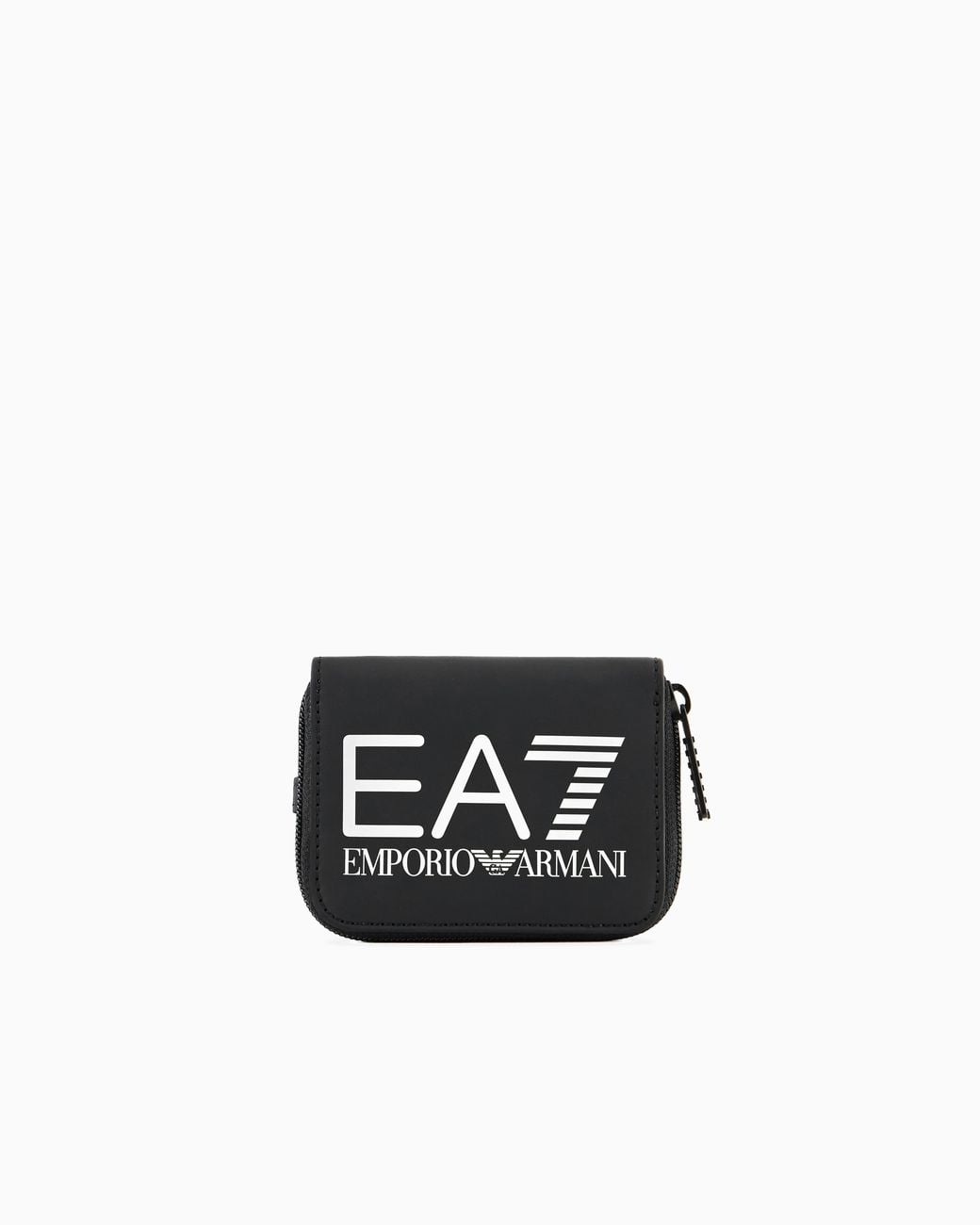 EA7 Black Oversized Wallet With Zip-Around Closure From Logo Series