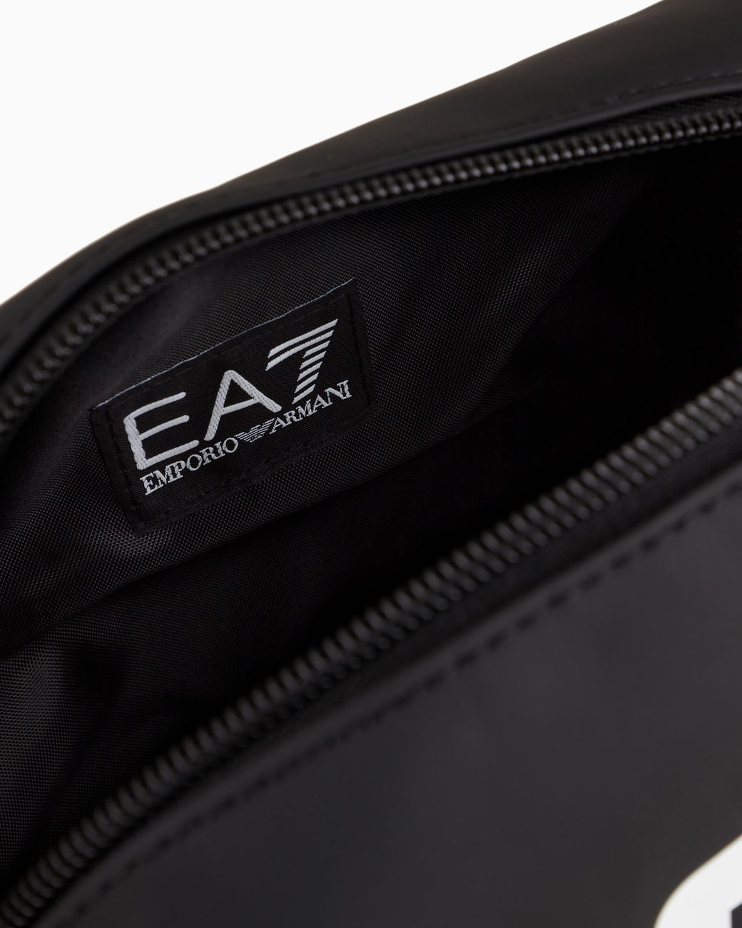 EA7 Black Weekend Bag With Zip And Rubberized Finish Logo Series