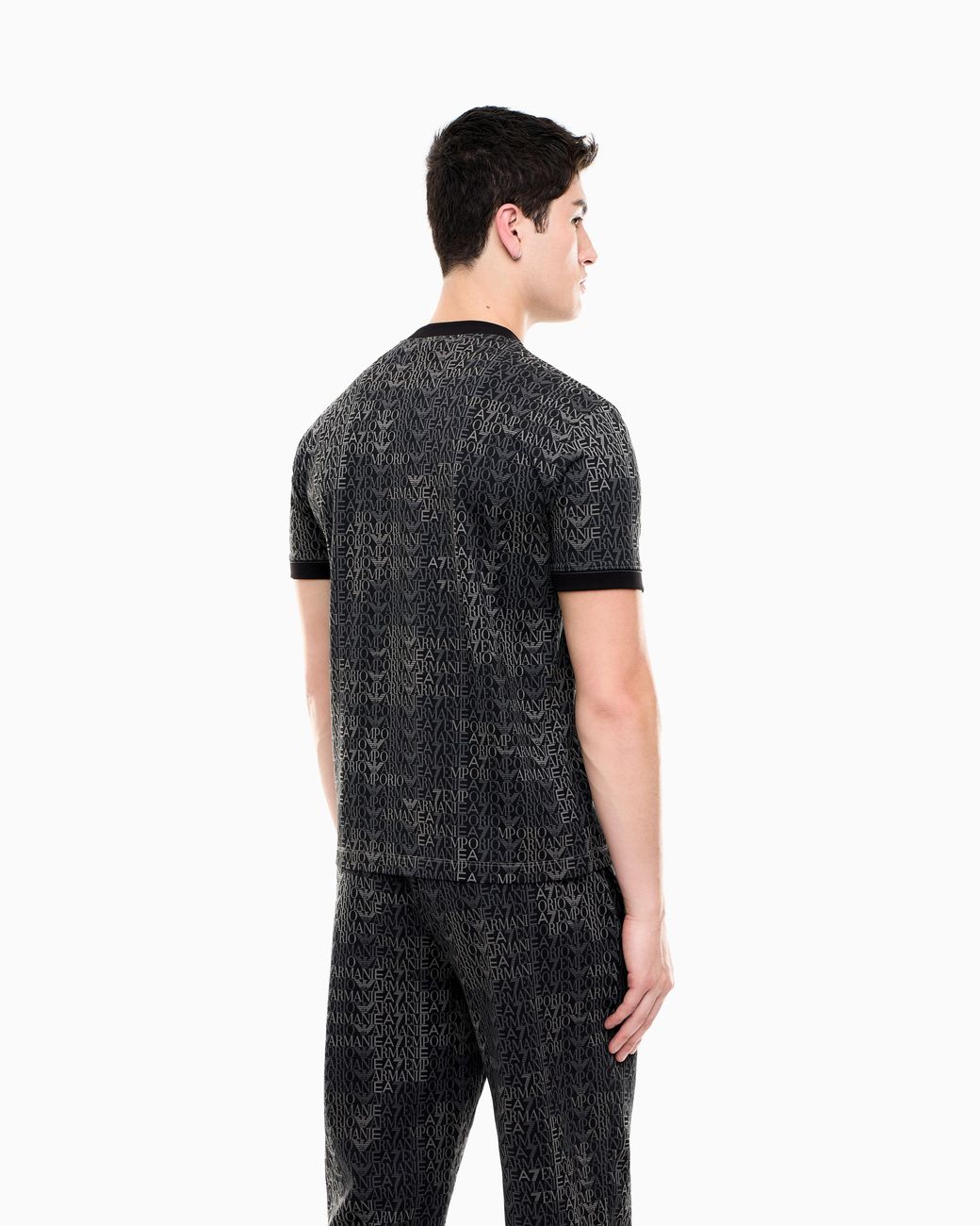 EA7 Black T-Shirt Logo Series Regular Fit Cotton Jersey for men