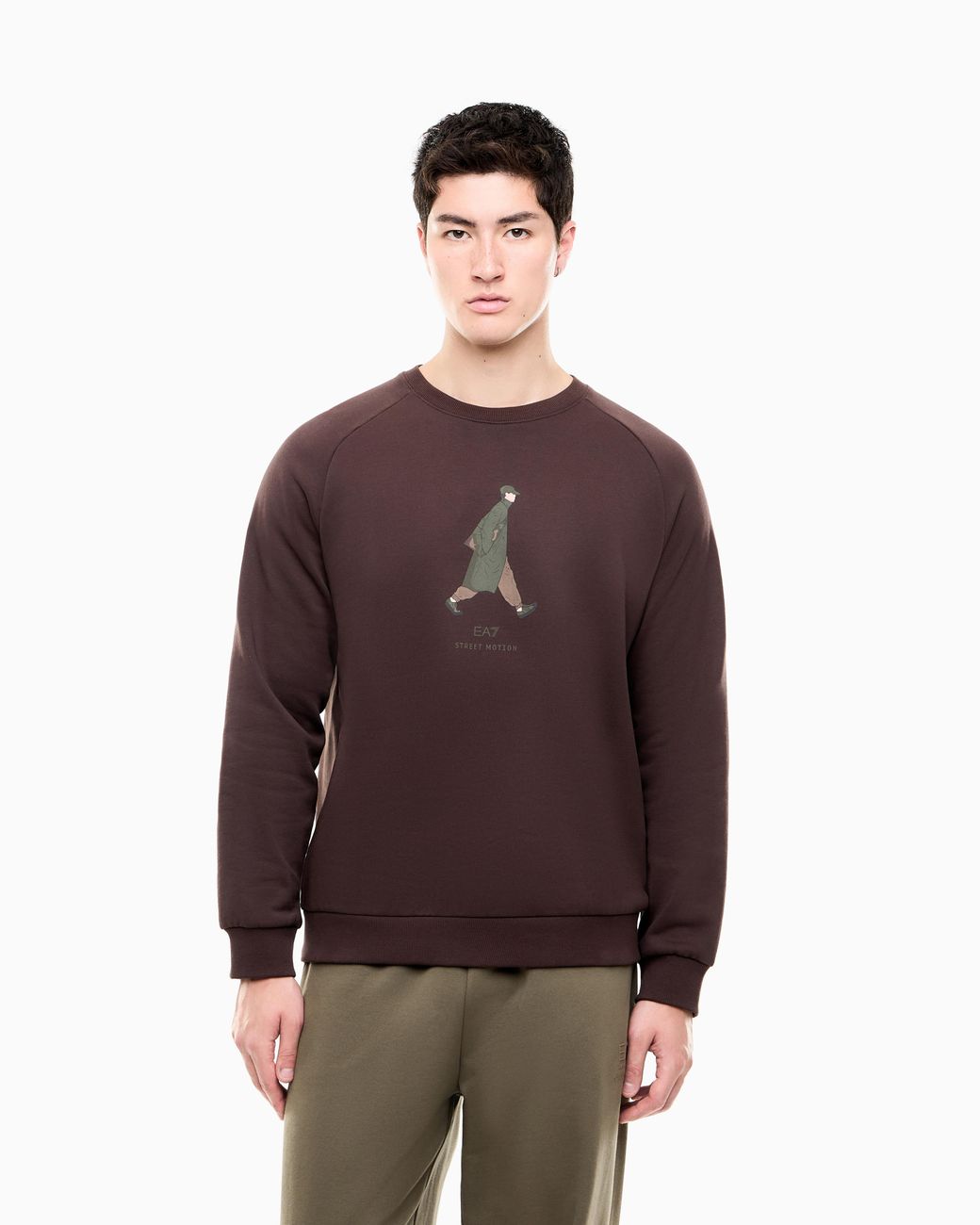 EA7 Brown Oversized Cotton Sweatshirt Graphic Series With Camouflage for men