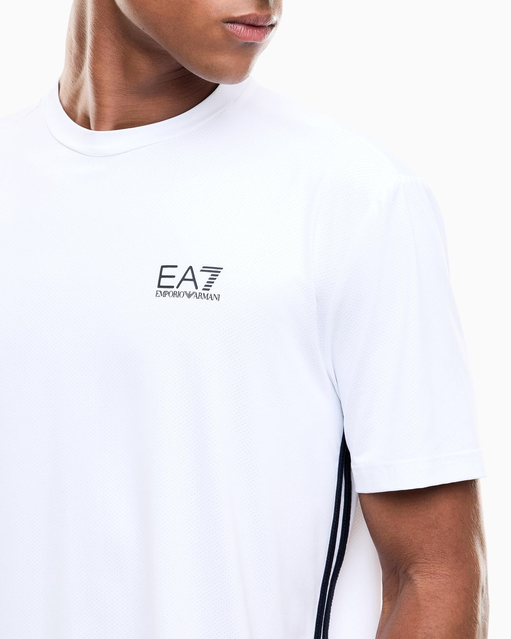 EA7 White Jersey T-Shirt Tennis Pro Regular Fit With Rib Details for men