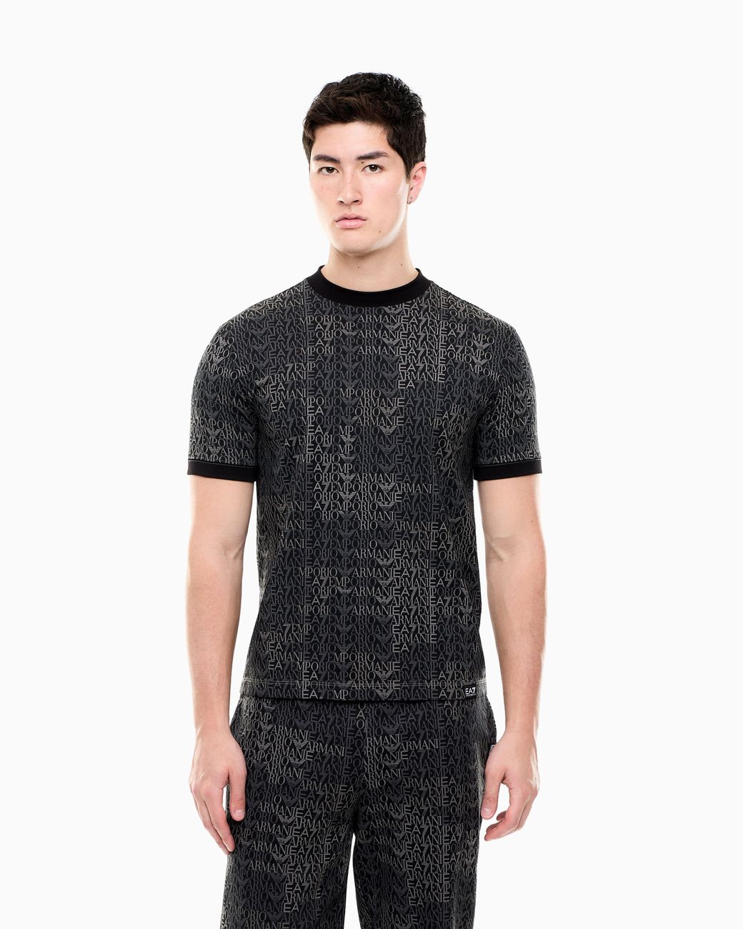 EA7 Black T-Shirt Logo Series Regular Fit Cotton Jersey for men