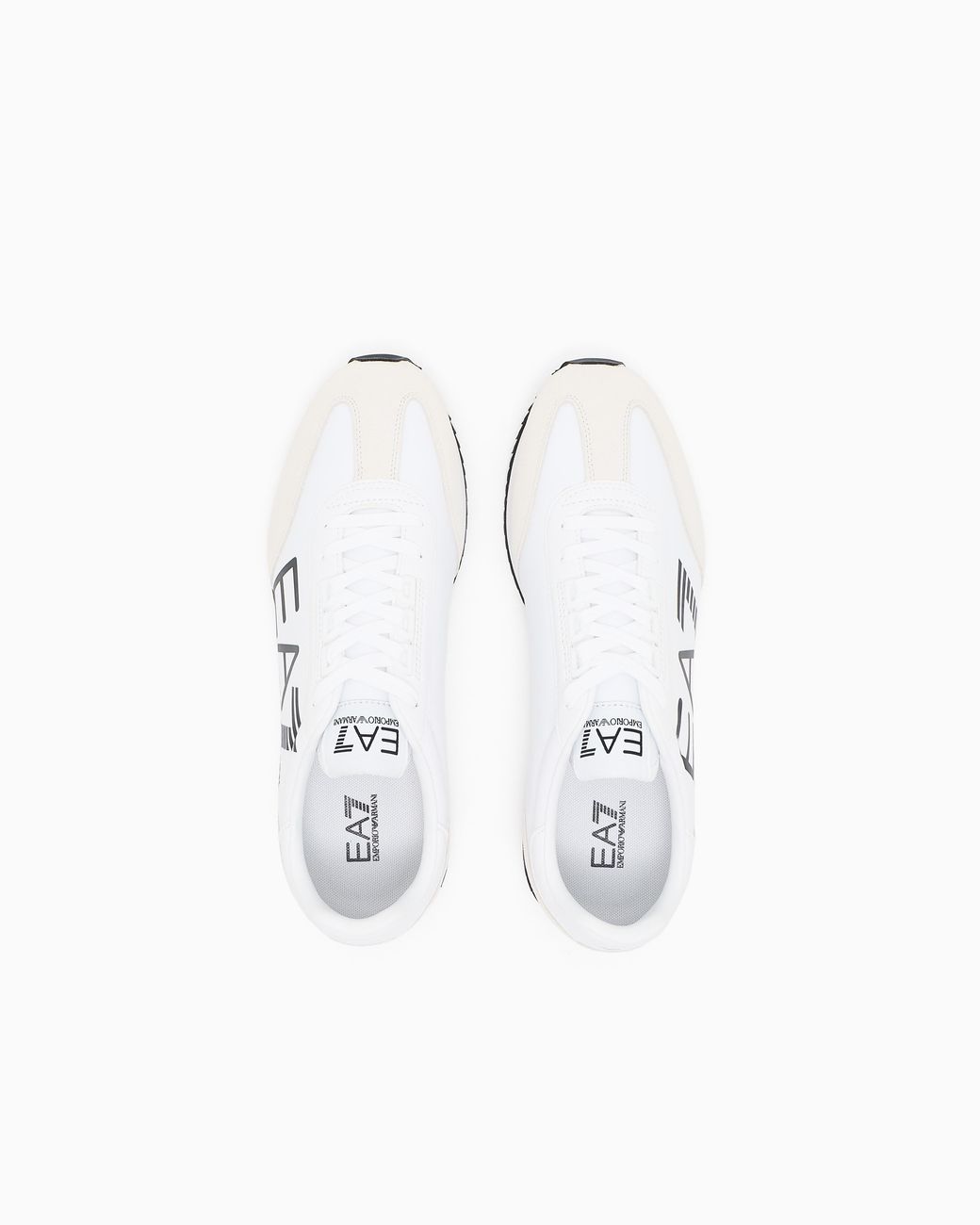 EA7 White Fabric Sneaker With Suede Inserts Vintage