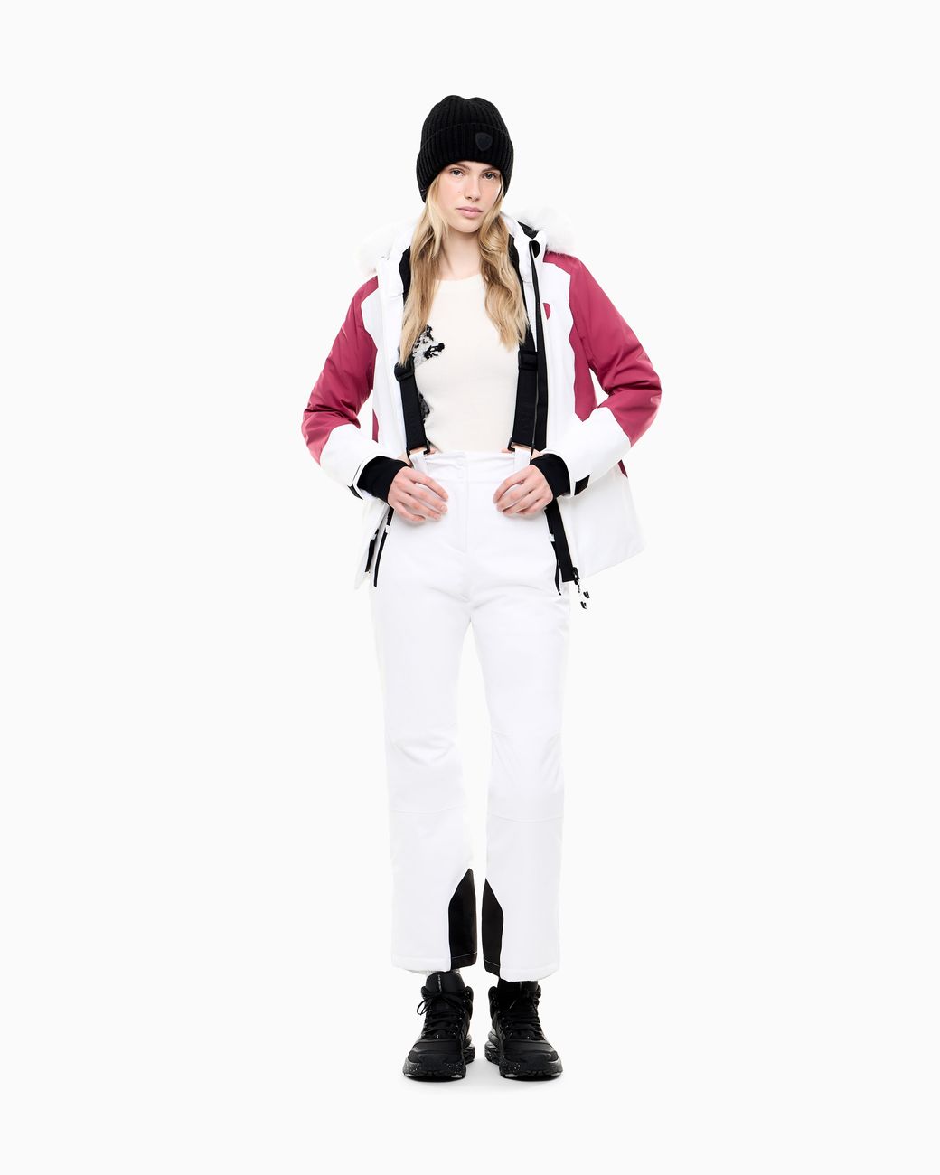 EA7 White Ski W Protectum7 Pant Regular Fit Padded Fabric With Stretch
