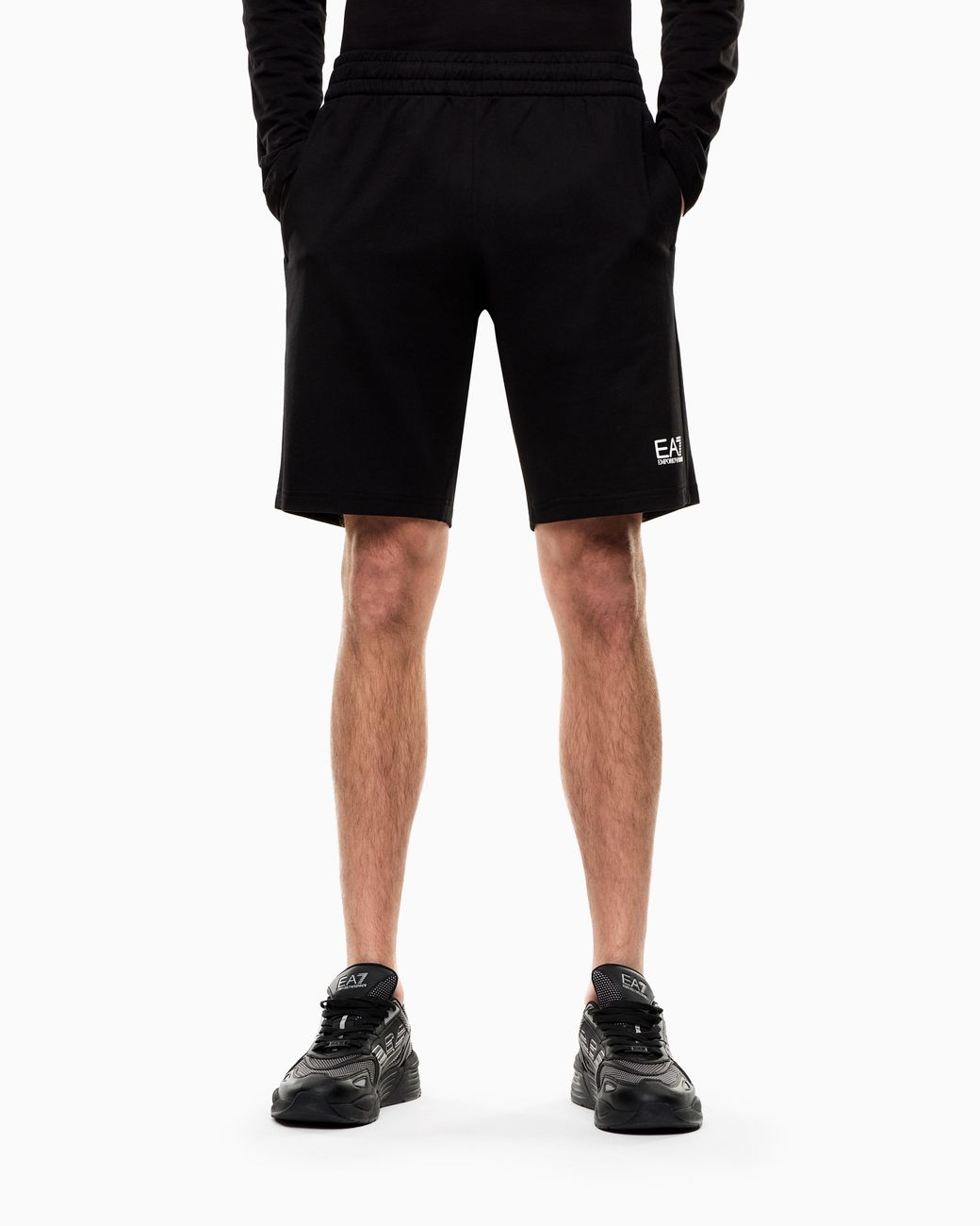 EA7 Black Side Pocket Shorts for men