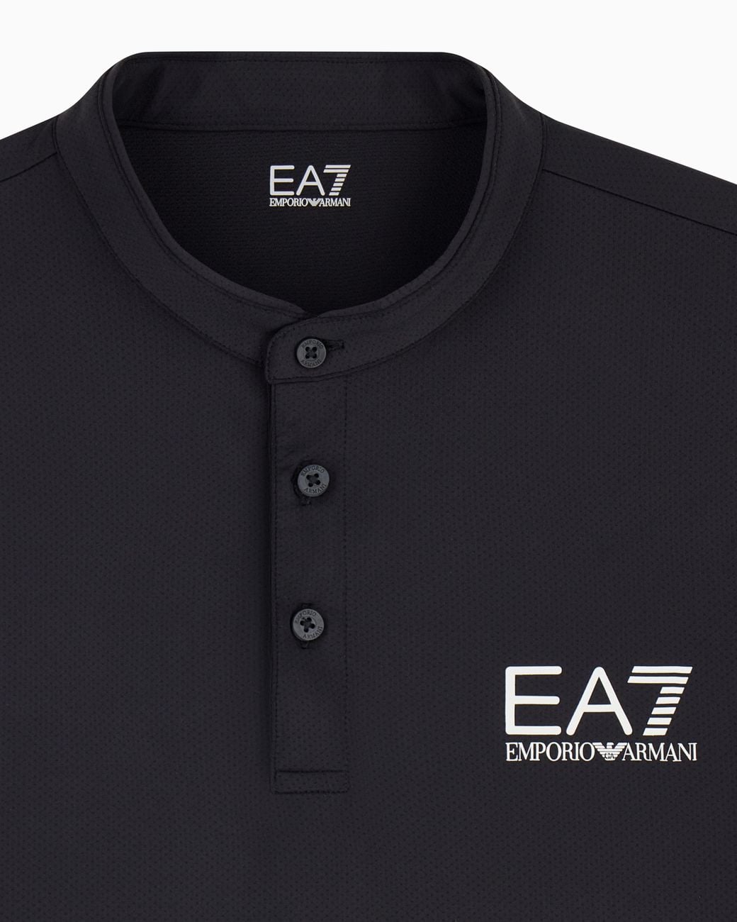 EA7 Black Ventus7 Polo With Henley Collar Tennis Pro for men