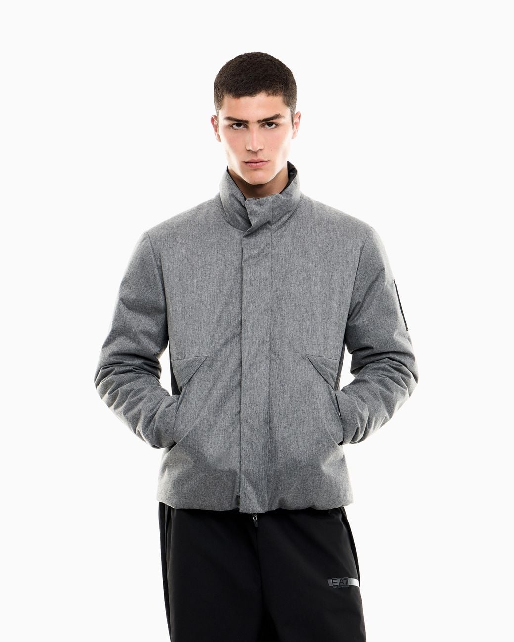 EA7 Gray Bomber Jacket Reversible Regular Fit With Padding for men